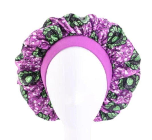 Bonnet satin imprimé africain