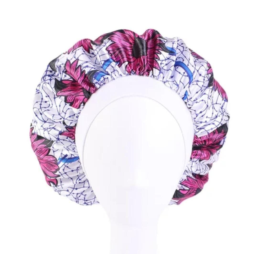 Bonnet satin imprimé africain