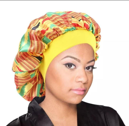 Bonnet satin imprimé africain